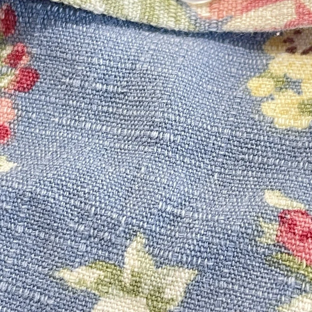 VTG 90s Eddie Bauer Home King Duvet & 2 King Shams Blue Cabbage Rose Cotton